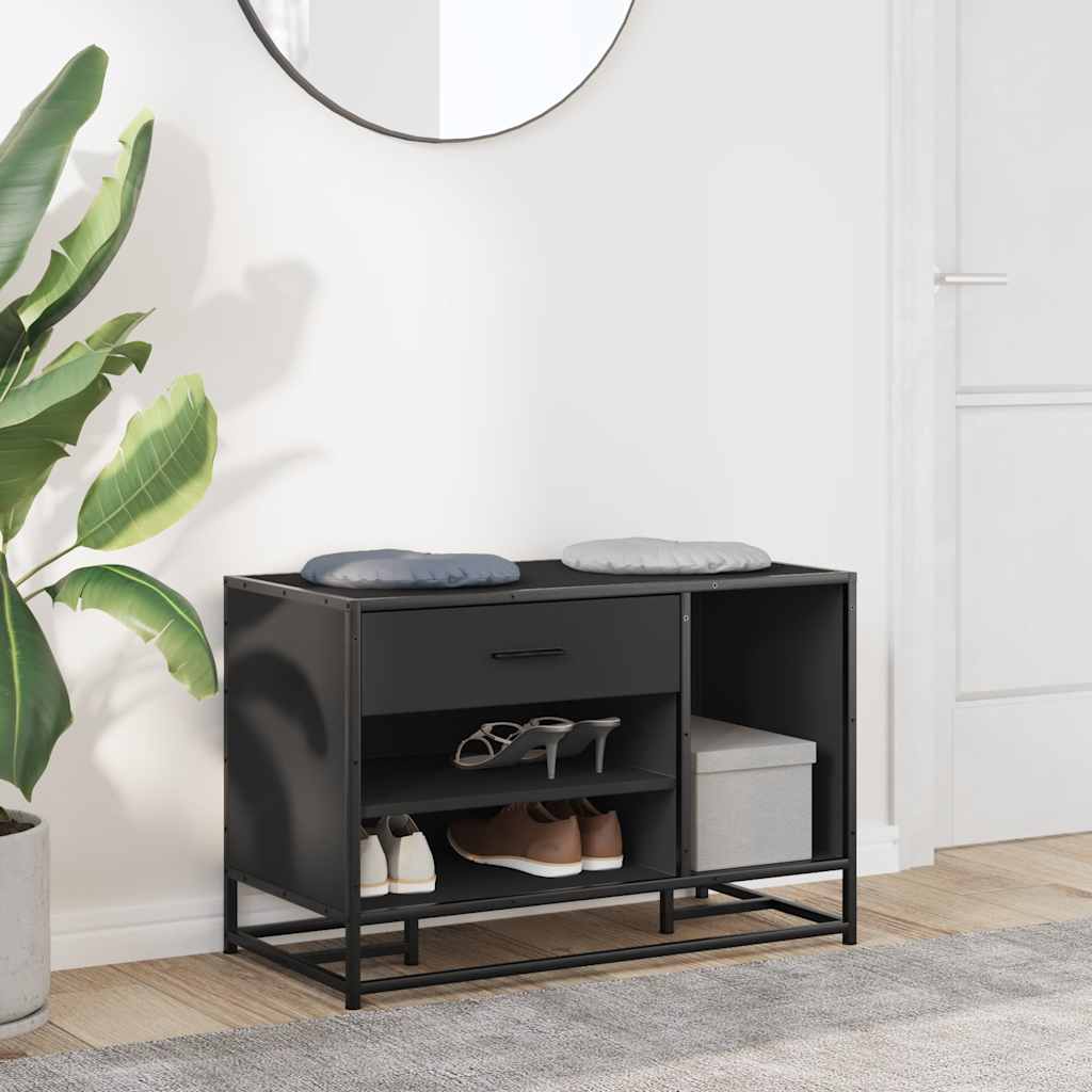 Klupa za cipele crna 80x40x53,5 cm od drveta i metala