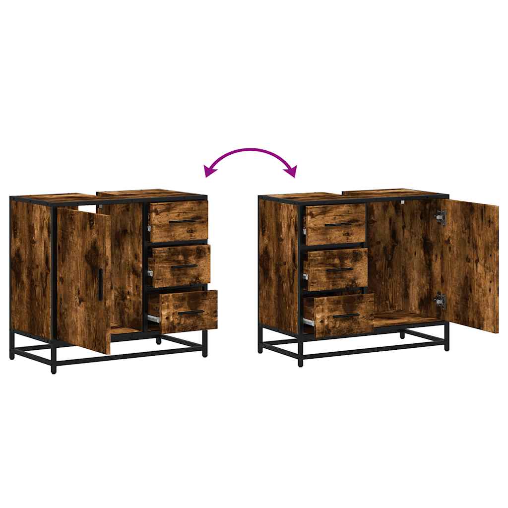 Kupaonski ormarić za umivaonik dimljeni hrast konstruirano drvo