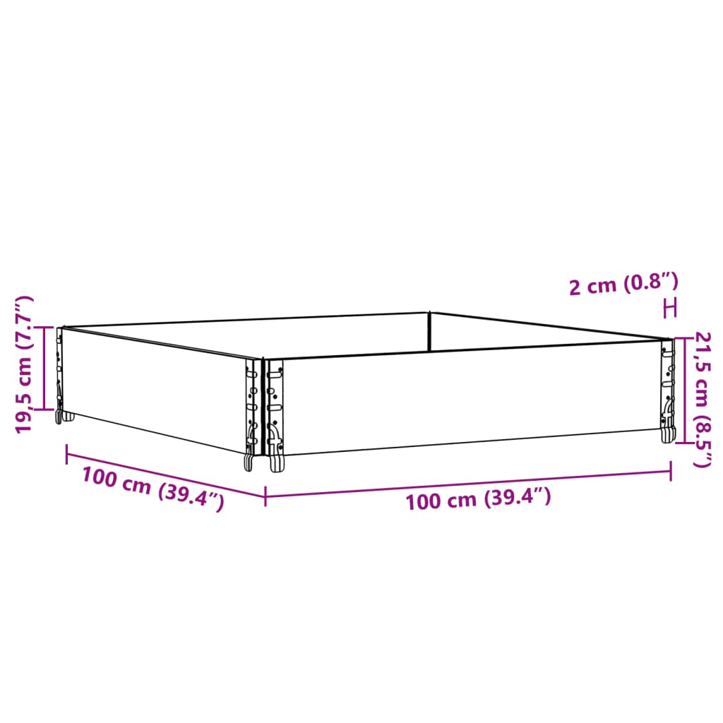 Vrtna sadilica crna 100x100 cm od masivne borovine