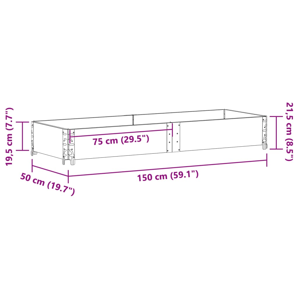 Vrtna sadilica crna 150x50 cm od masivne borovine