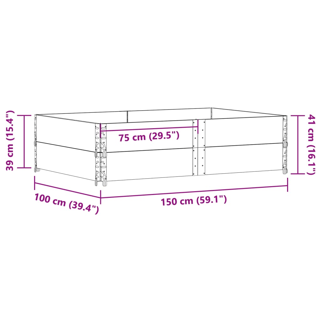 Vrtna sadilica siva 150x100 cm od masivne borovine