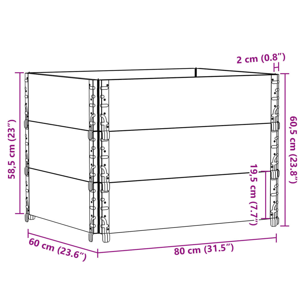 Vrtna sadilica siva 80x60 cm od masivne borovine