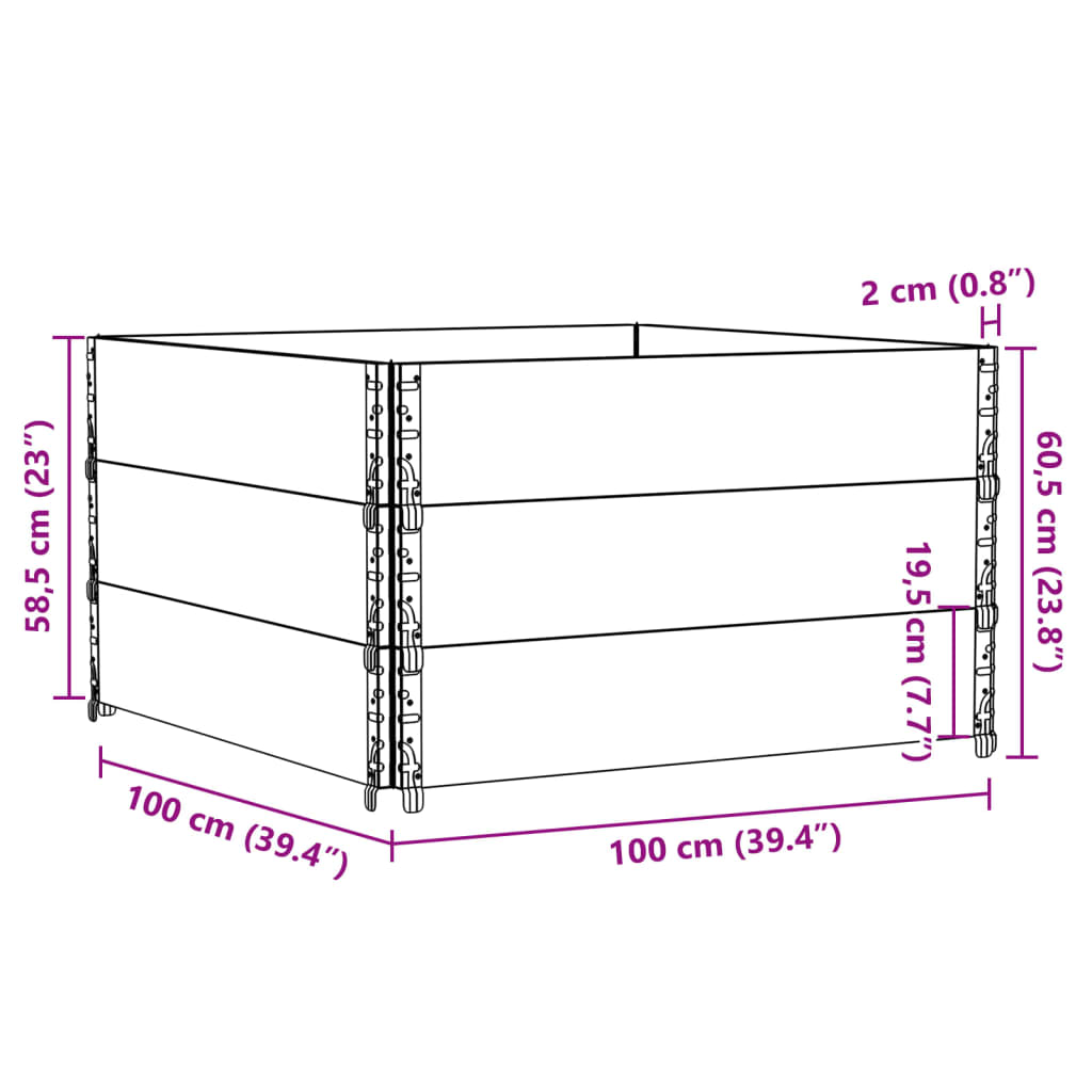 Vrtna sadilica 100x100 cm od masivne borovine