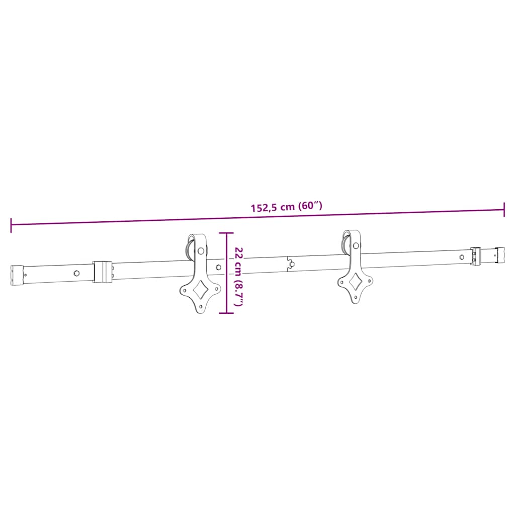 Pribor za klizna vrata 152,5 cm čelični crni
