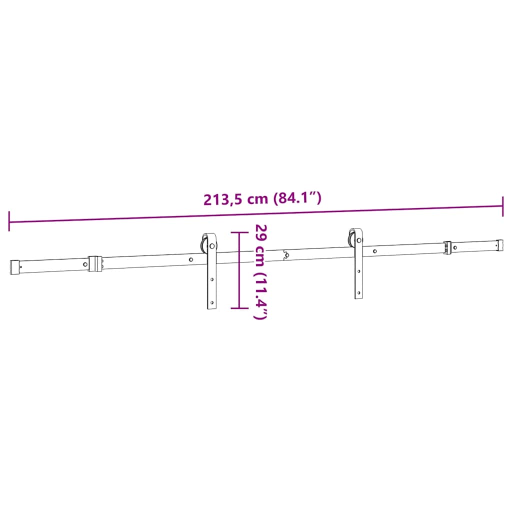Pribor za klizna vrata 213,5 cm čelični crni