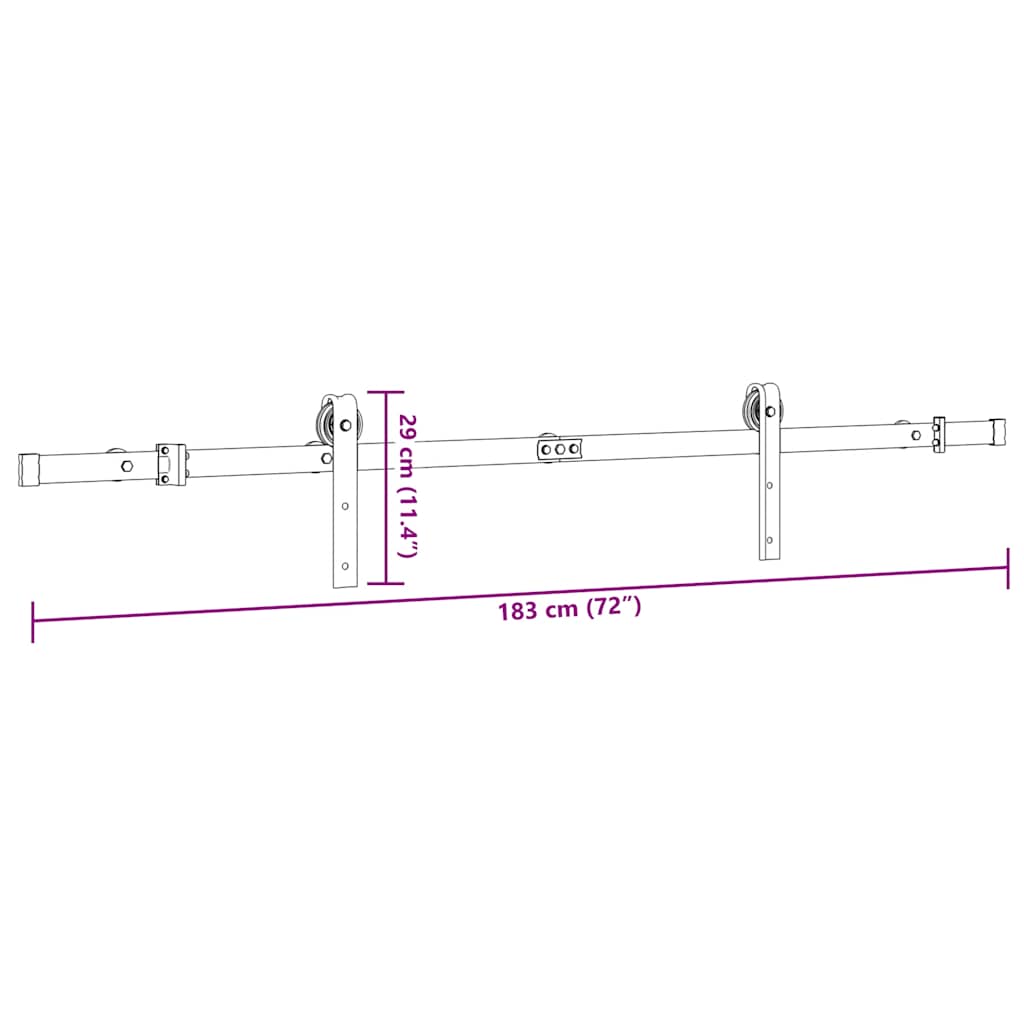 Pribor za klizna vrata 183 cm čelični crni