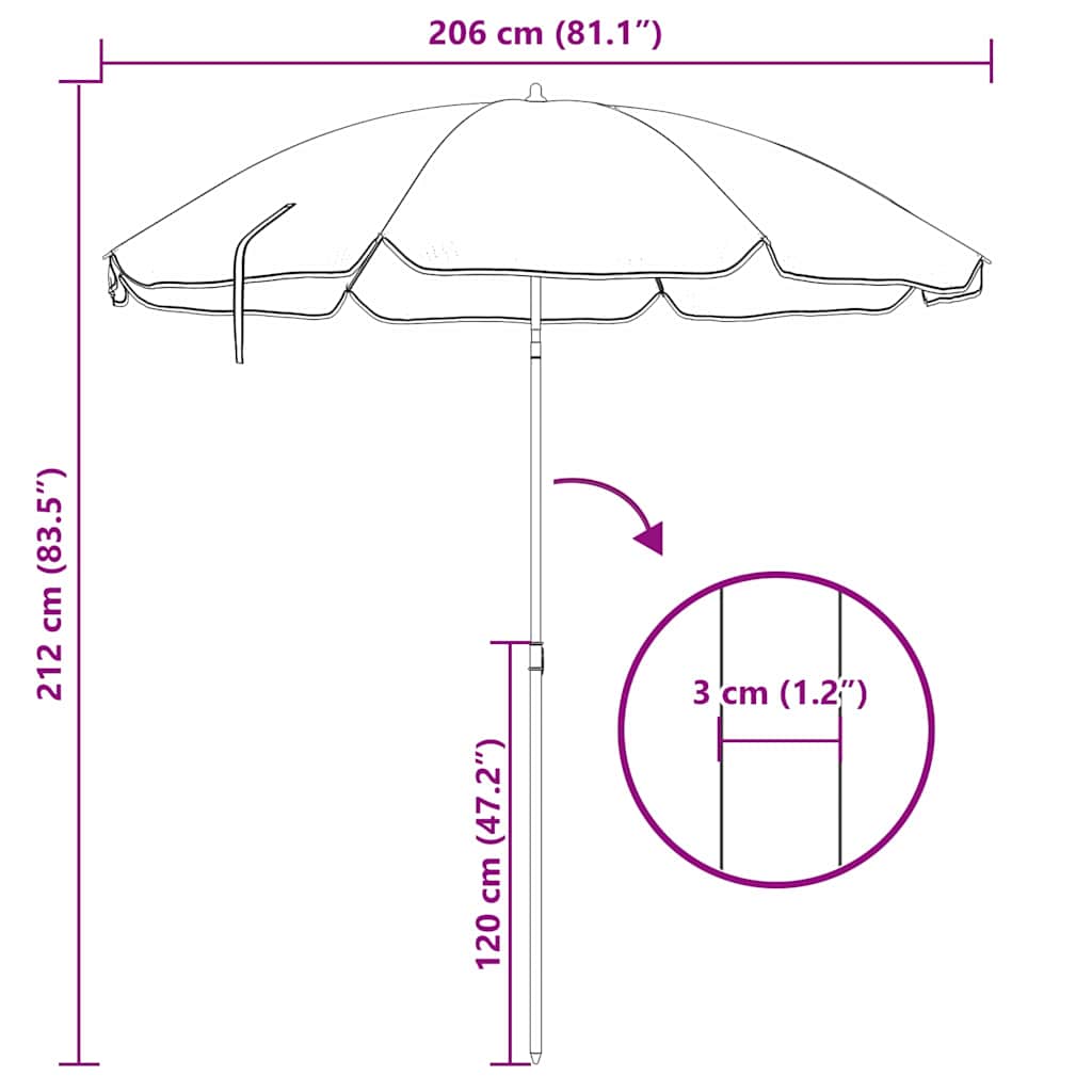 Suncobran za plažu Plava i bijela 206 x 206 x 212 cm