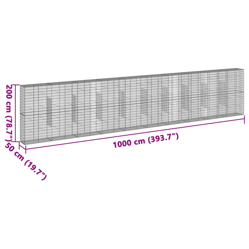 Gabionska košara s poklopcem 1000x50x200 cm pocinčano željezo