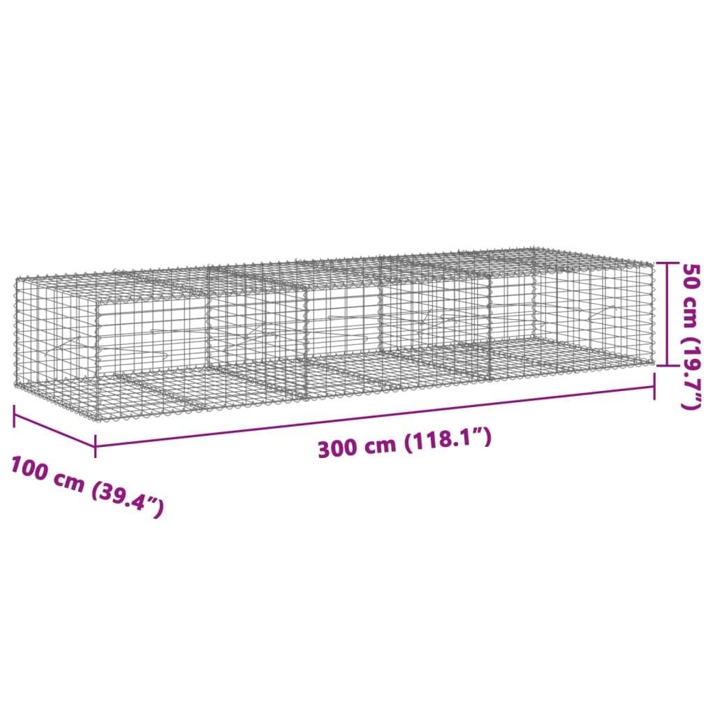 Gabionska košara s poklopcem 300x100x50cm od pocinčanog željeza