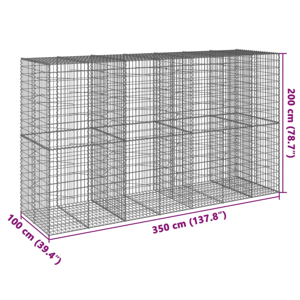 Gabionska košara s poklopcem 350x100x200 cm pocinčano željezo