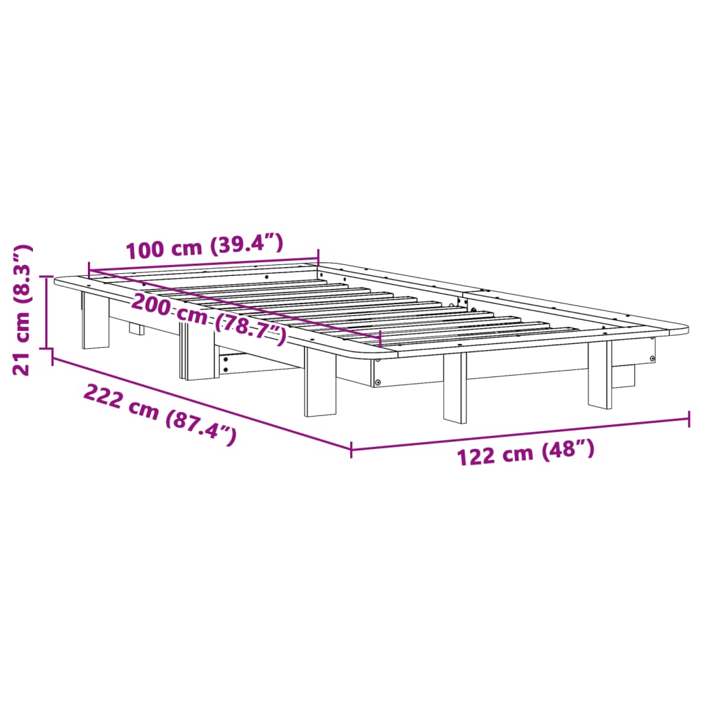 Okvir kreveta bez madraca bijeli 100x200 cm konstruirano drvo