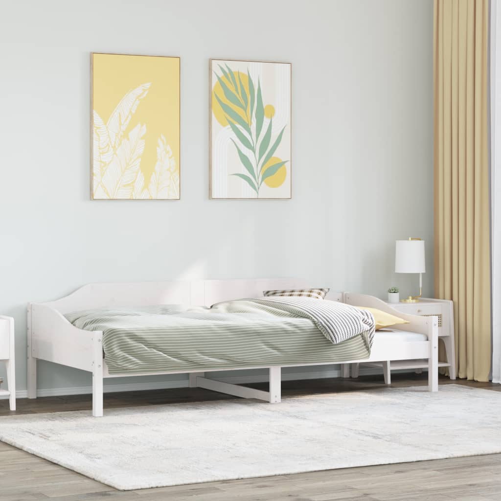 Okvir kreveta bez madraca bijeli 90 x 200 cm masivna borovina