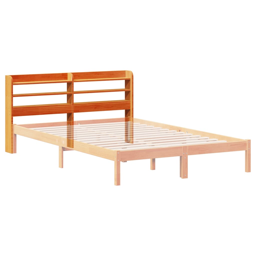 Uzglavlje s policama voštano smeđe 160 cm od masivne borovine