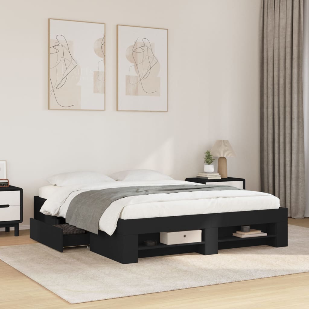 Okvir za krevet crni 150x200 cm konstruirano drvo