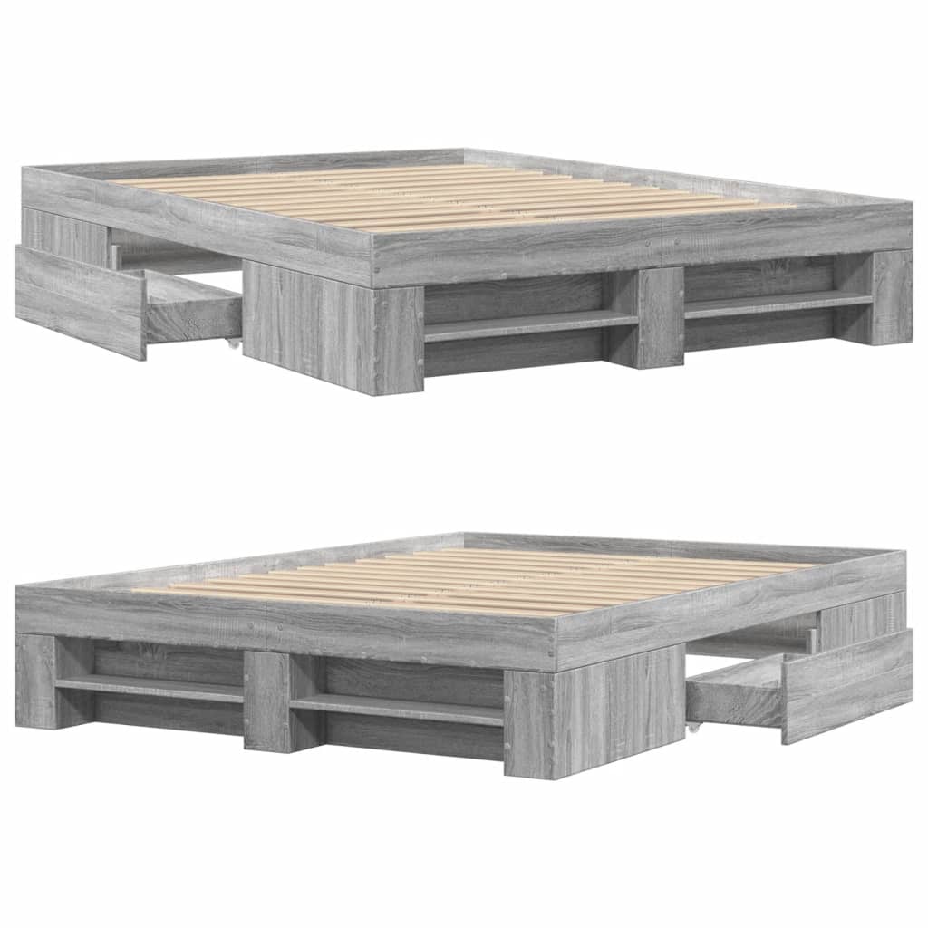 Okvir za krevet boja hrasta 120 x 200 cm od konstruiranog drva