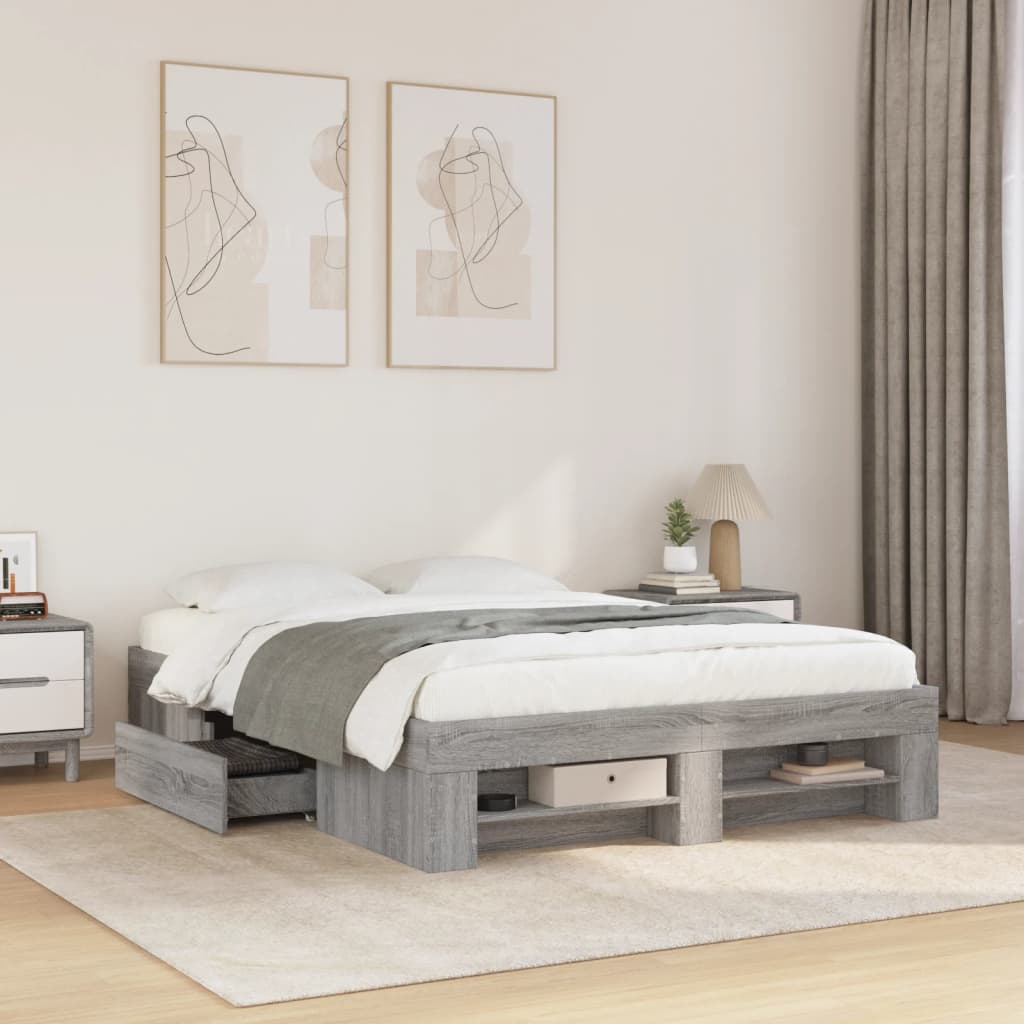 Okvir za krevet boja hrasta 120 x 200 cm od konstruiranog drva