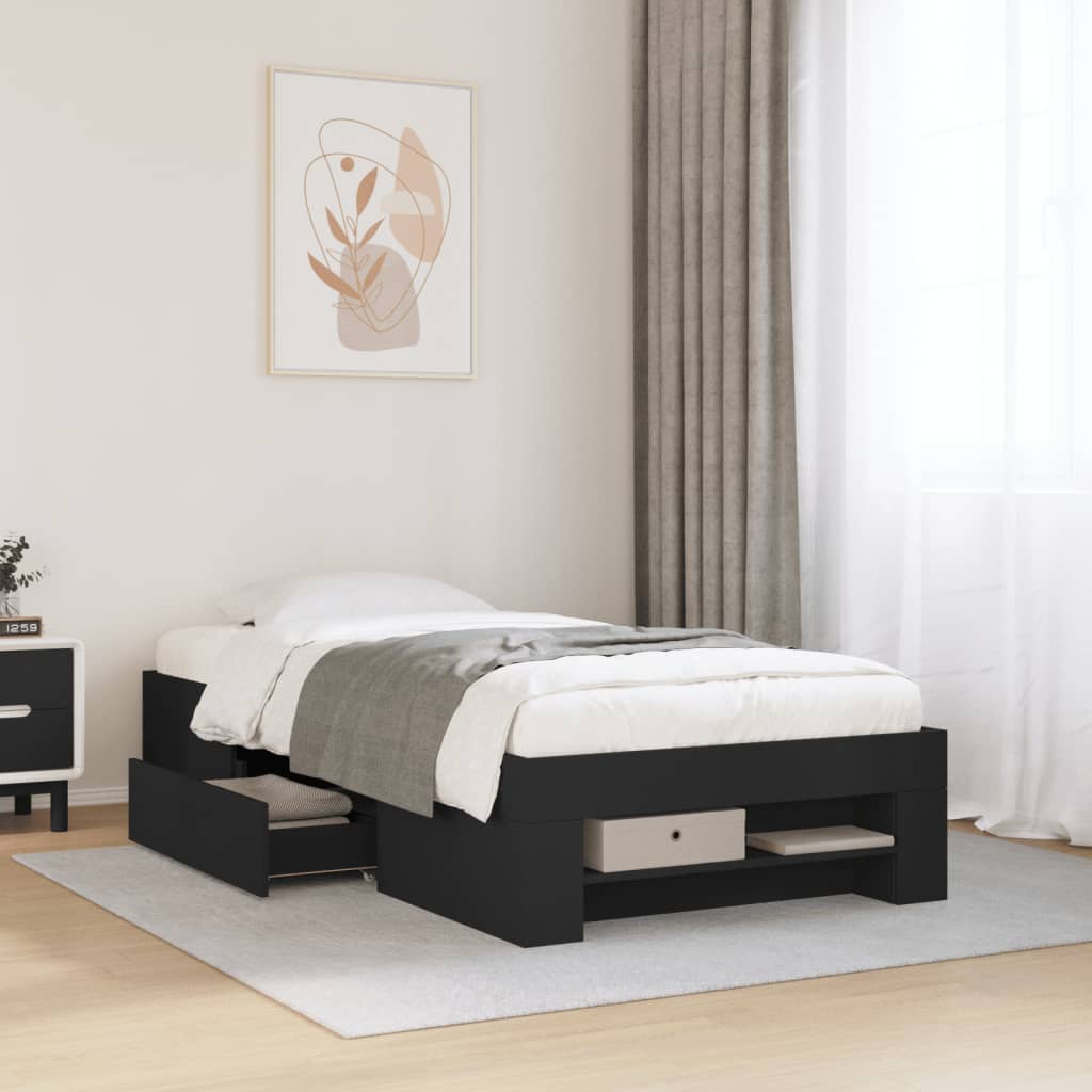 Okvir za krevet crni 100x200 cm konstruirano drvo