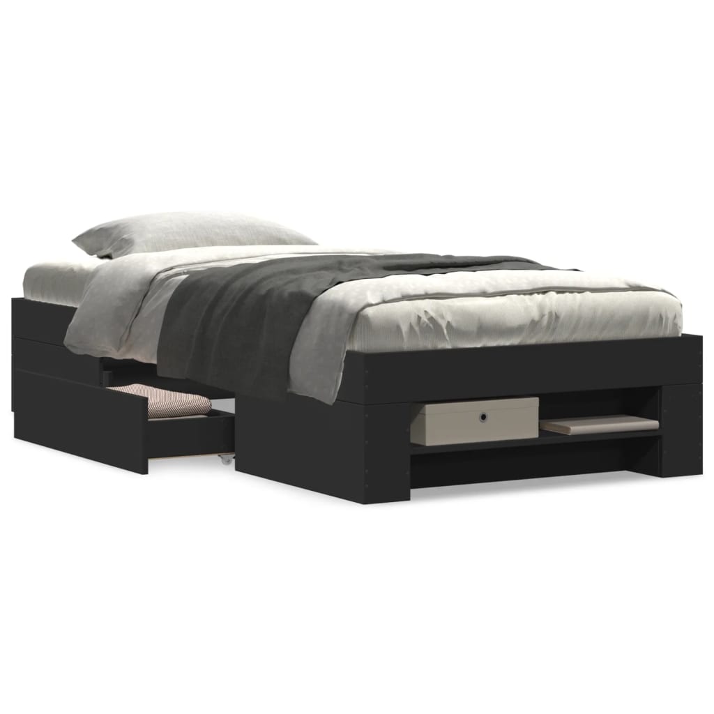 Okvir za krevet crni 90x200 cm konstruirano drvo