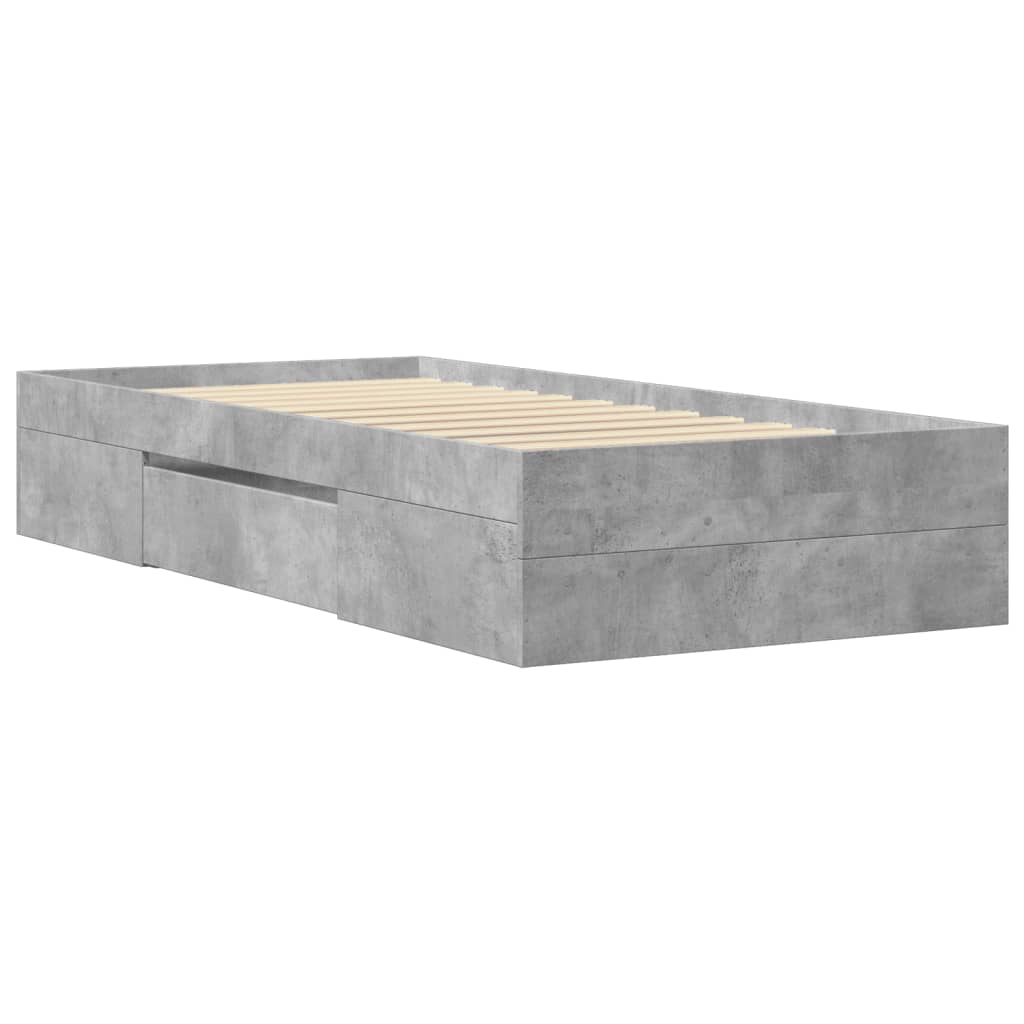 Okvir kreveta boja betona 90x200 cm od konstruiranog drva