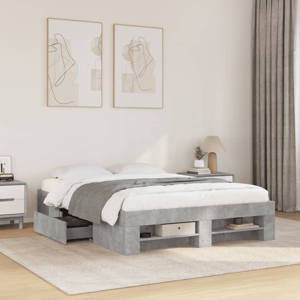 Okvir kreveta boja betona 135 x 190 cm od konstruiranog drva