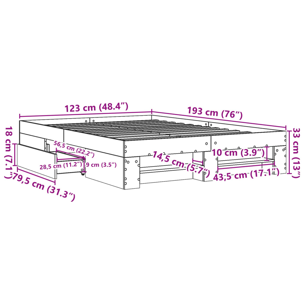 Okvir za krevet crni 120x190 cm konstruirano drvo