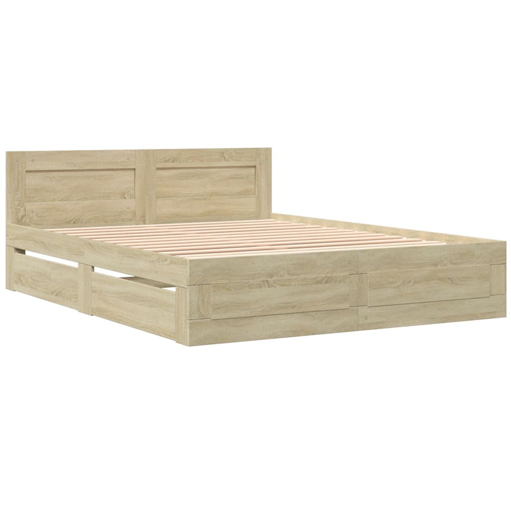 Okvir za krevet s uzglavljem boja hrasta 160x200 cm drveni