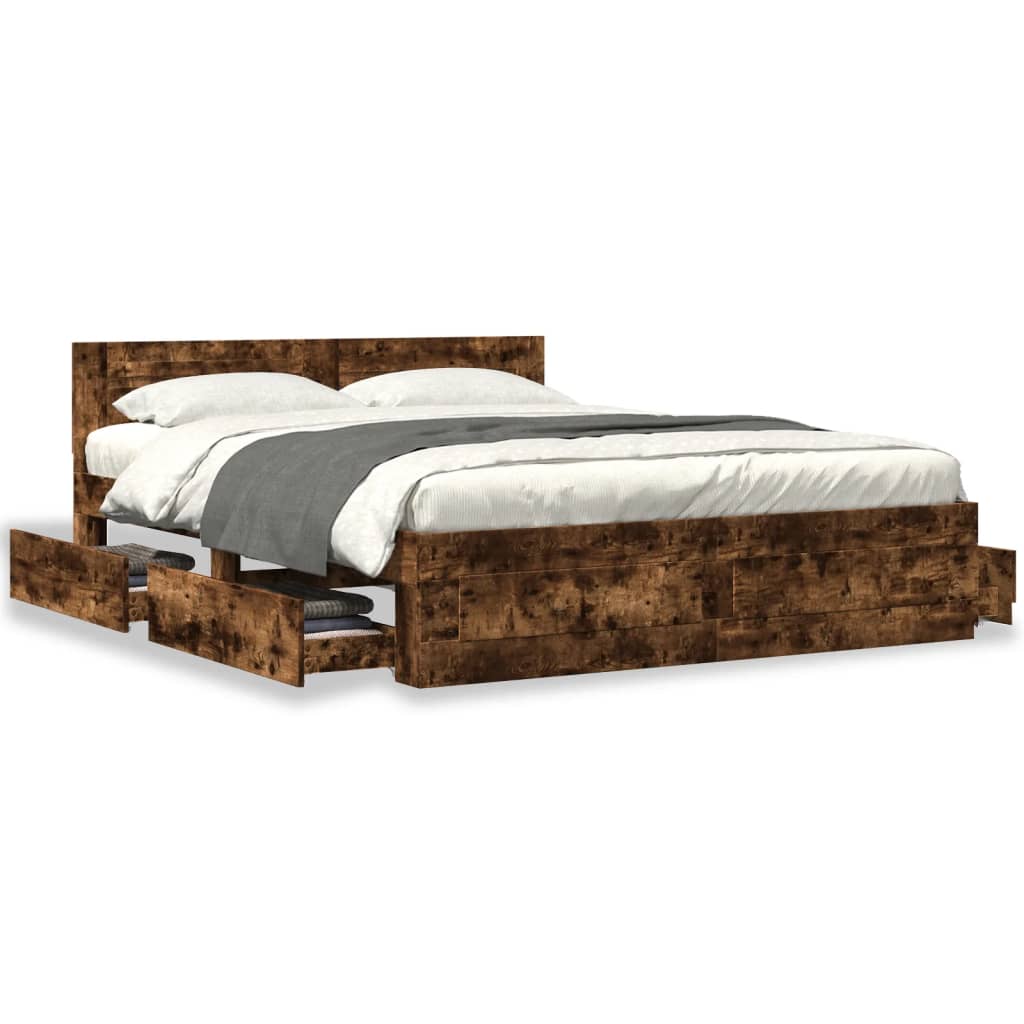 Okvir za krevet s uzglavljem boja hrasta 160x200 cm drveni