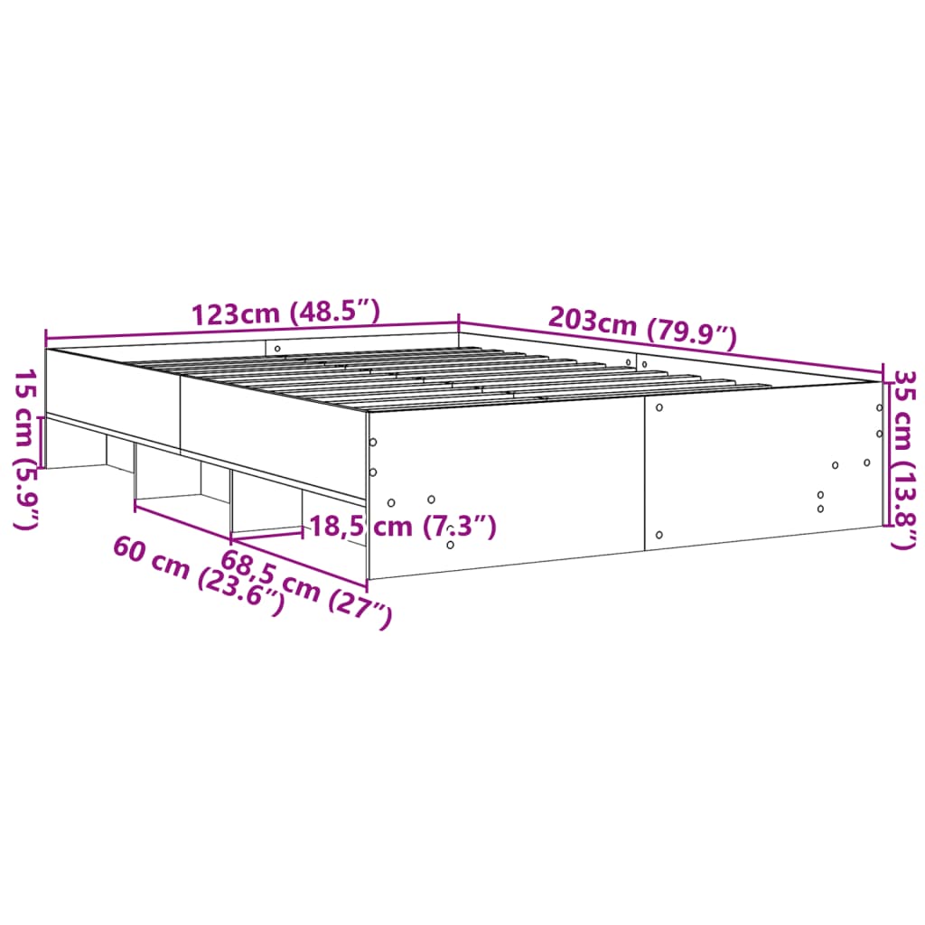 Okvir kreveta bez madraca boja hrasta 120 x 200 cm drveni