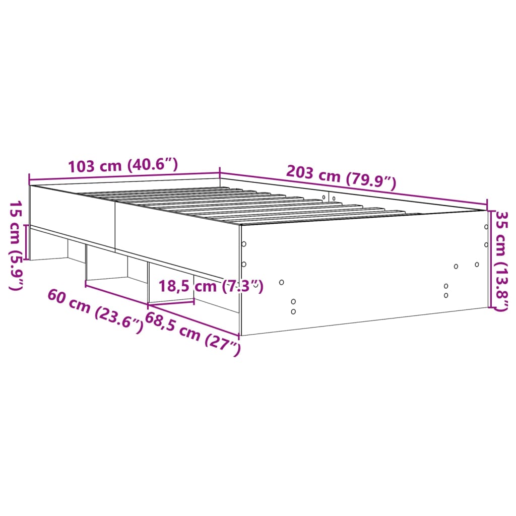 Okvir kreveta bez madraca boja hrasta 100 x 200 cm drveni