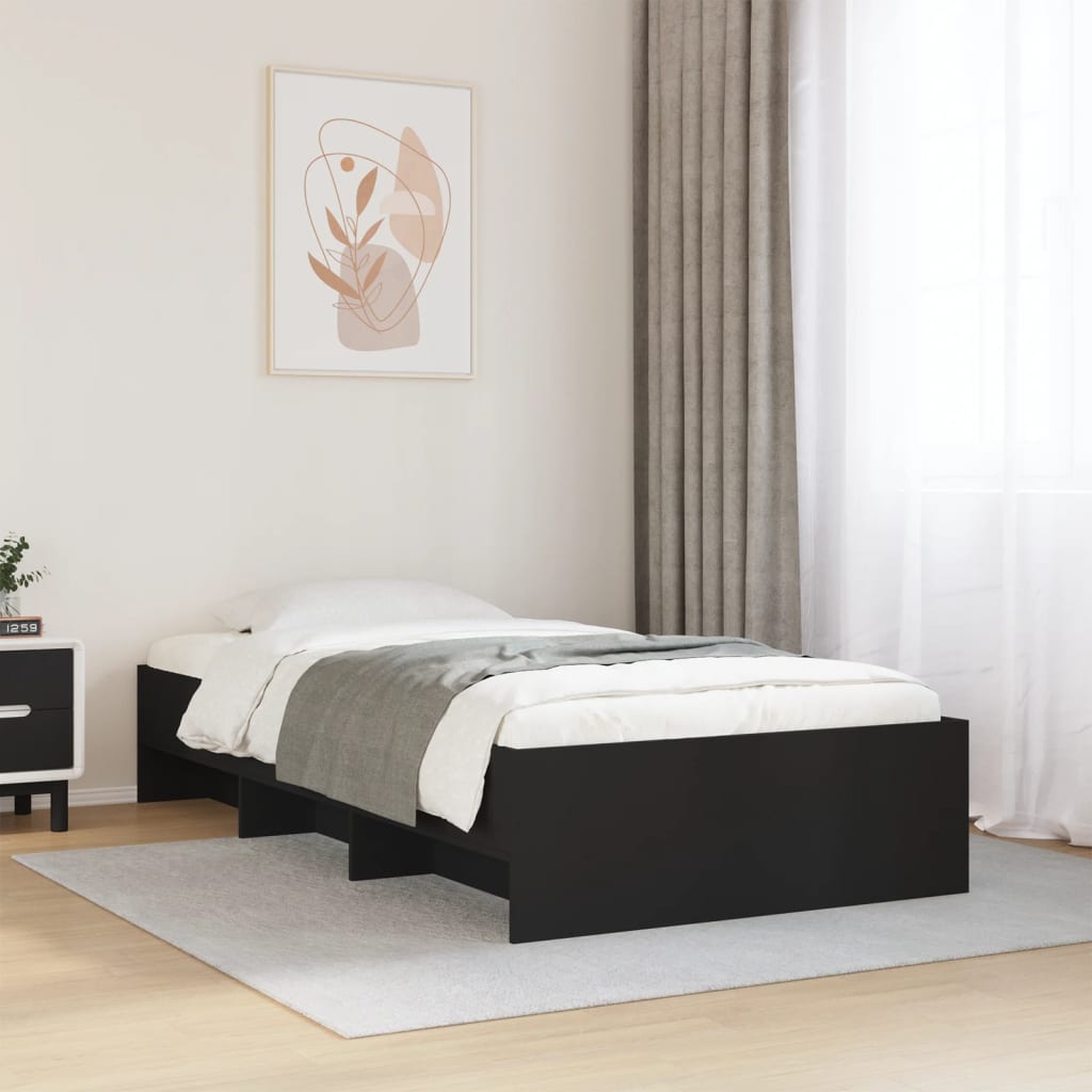 Okvir za krevet crni 90 x 190 cm od konstruiranog drva