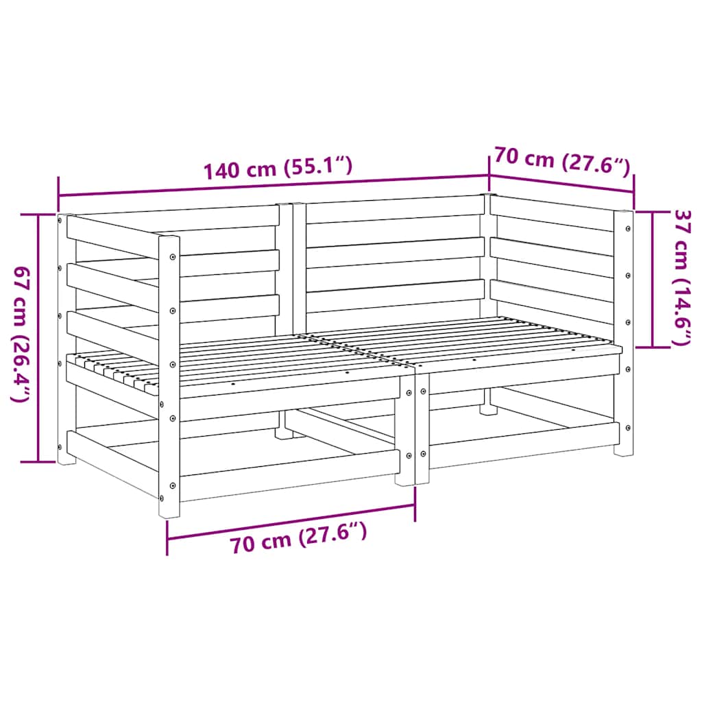 2-dijelni set vrtnih sofa od masivne borovine