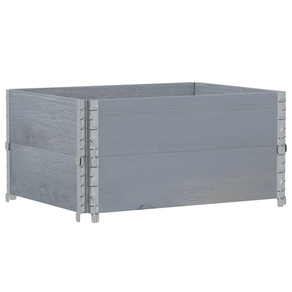 Okviri za palete 2 kom sivi 80x60 cm od masivne borovine