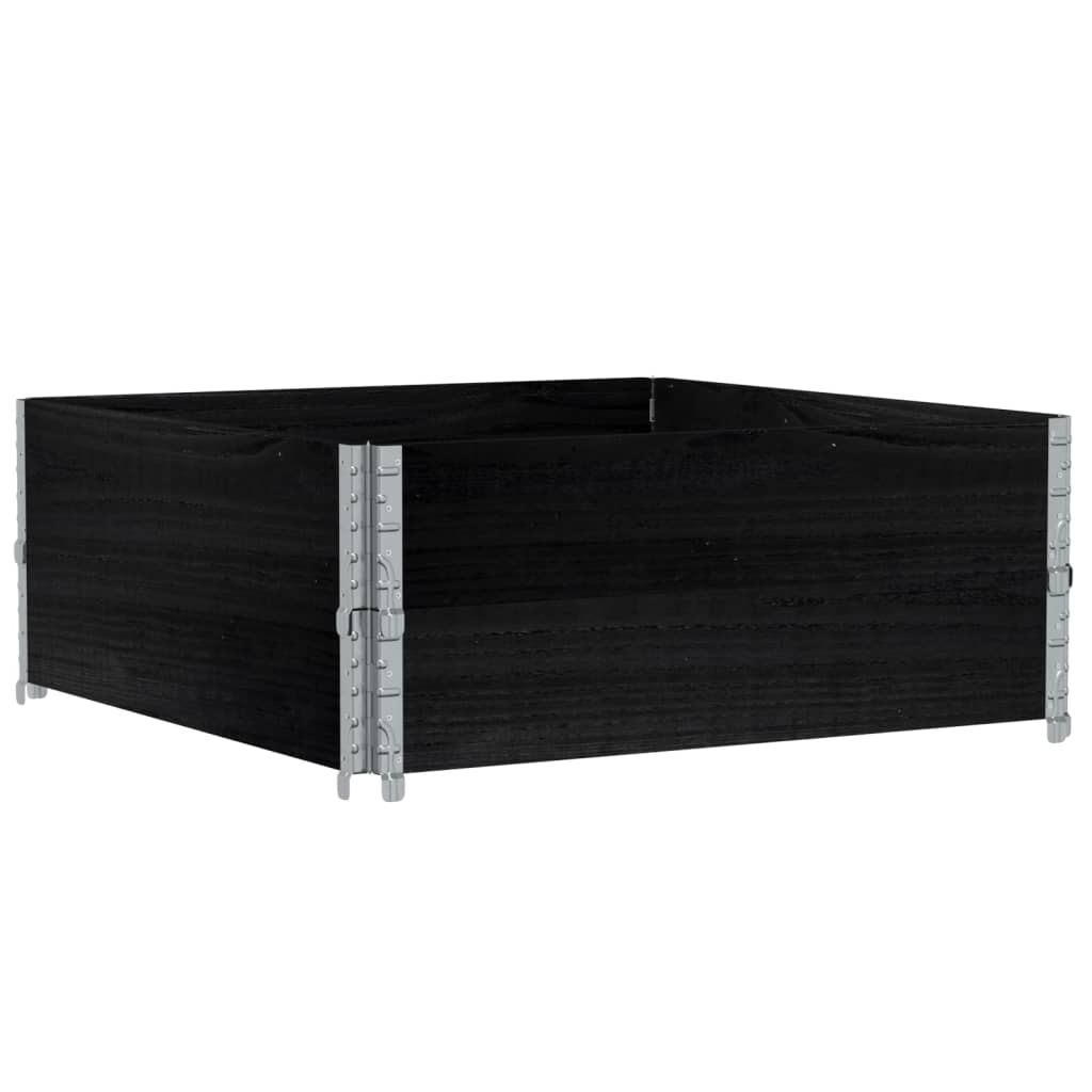 Okviri za palete 2 kom crni 100x100 cm od masivne borovine