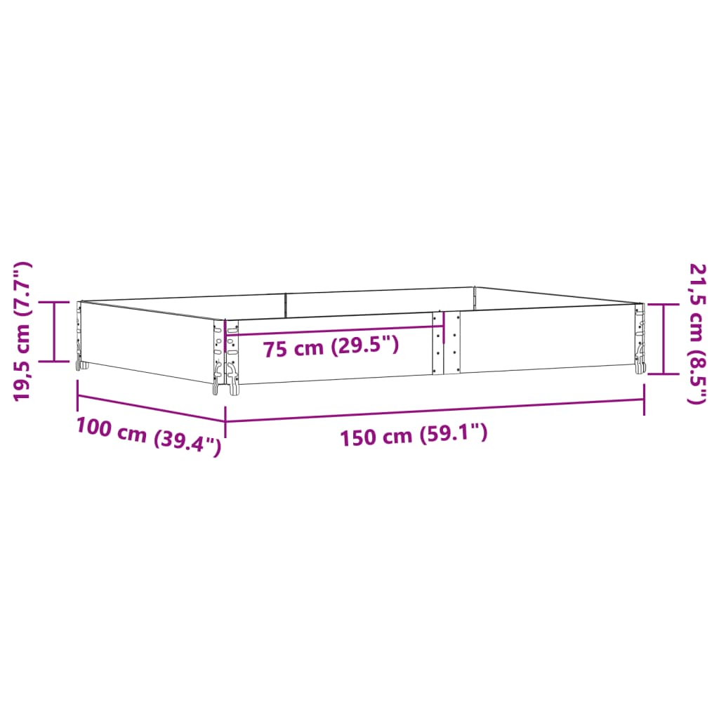 Okviri za palete crni 150x100 cm od masivne borovine