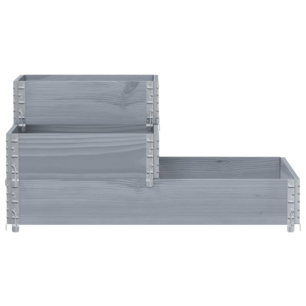 Povišena gredica s 3 razine siva 120 x 80 cm masivna borovina