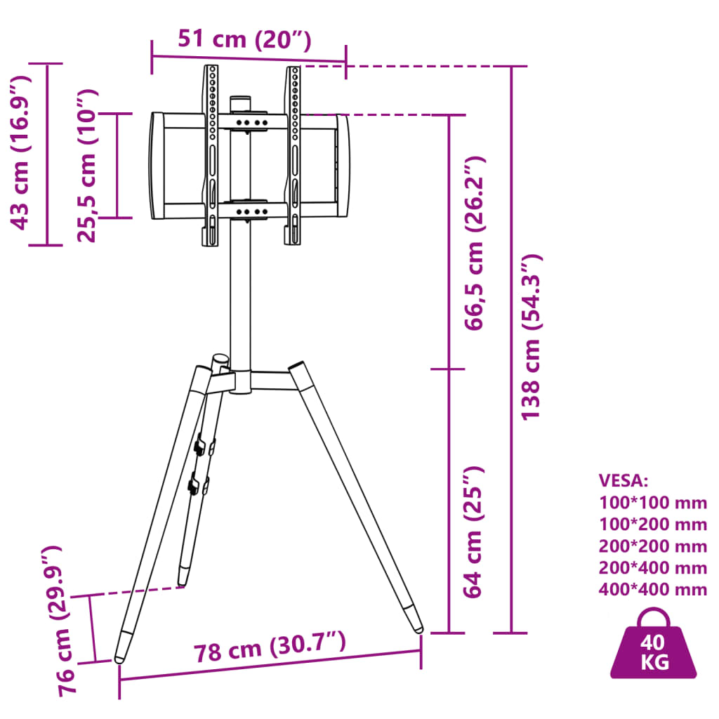 TV tronožac za zaslon od 37-65 inča max. VESA 400x400 mm 40 kg