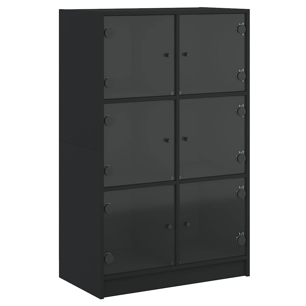 Visoka komoda s vratima crna 68x37x109 cm konstruirano drvo