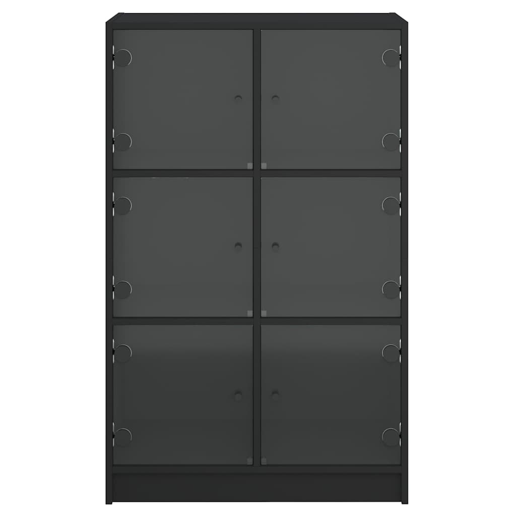 Visoka komoda s vratima crna 68x37x109 cm konstruirano drvo