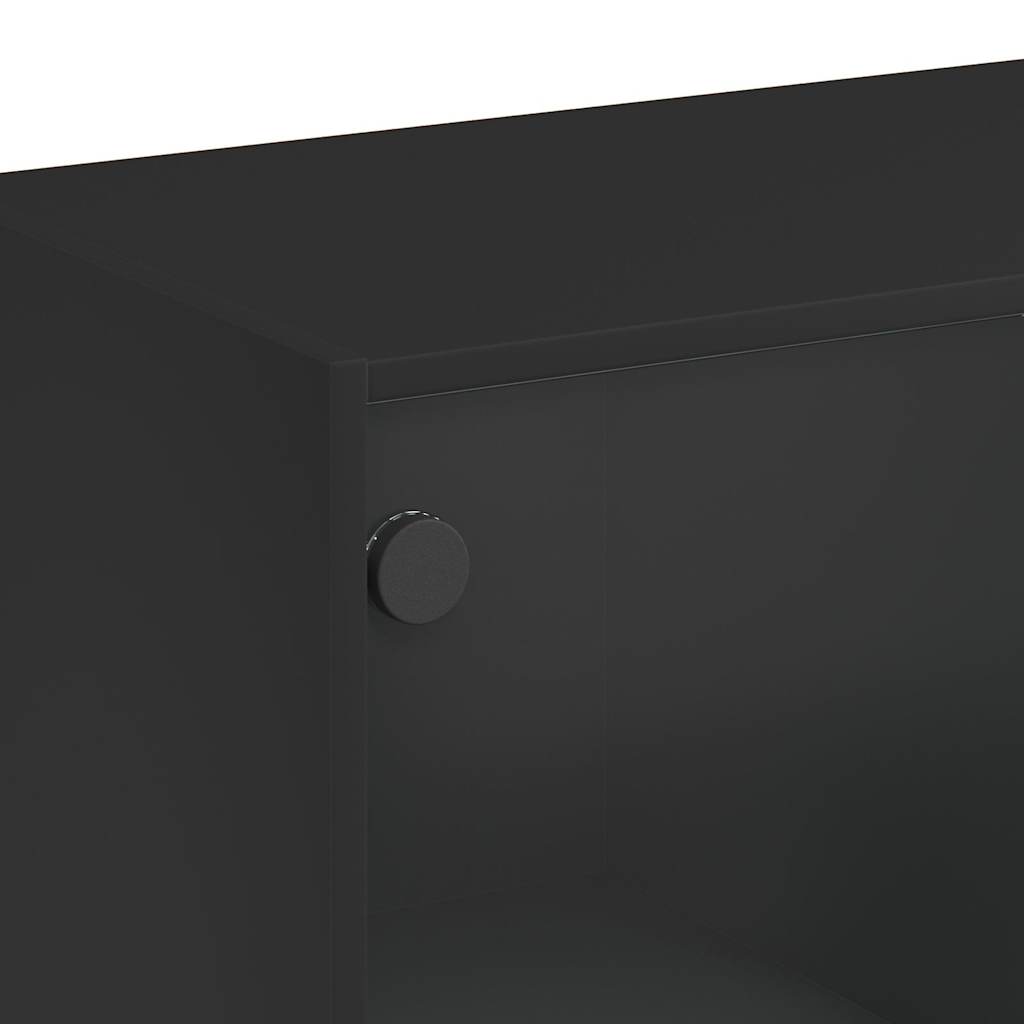 Visoka komoda s vratima crna 68x37x109 cm konstruirano drvo