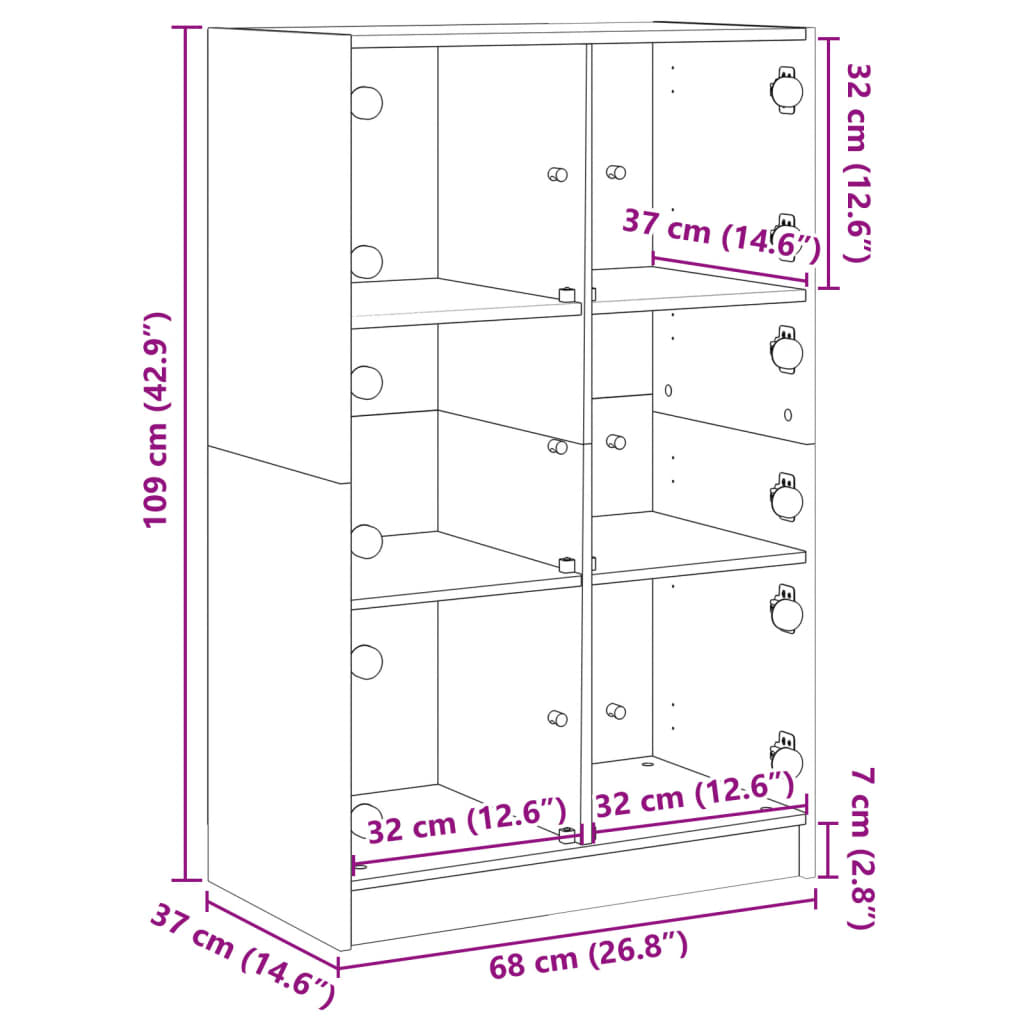 Visoka komoda s vratima 68x37x109 cm konstruirano drvo