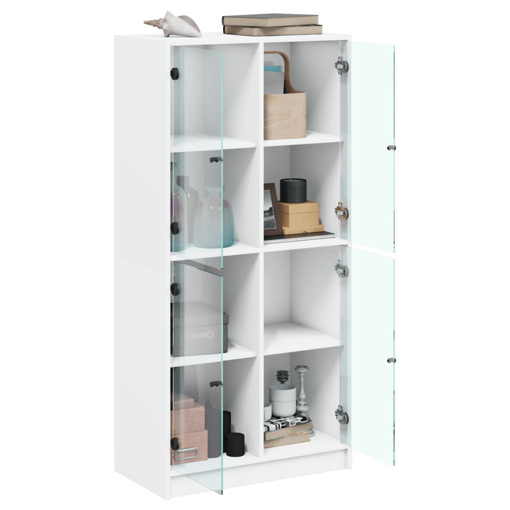 Visoka komoda s vratima bijela 68x37x142 cm konstruirano drvo