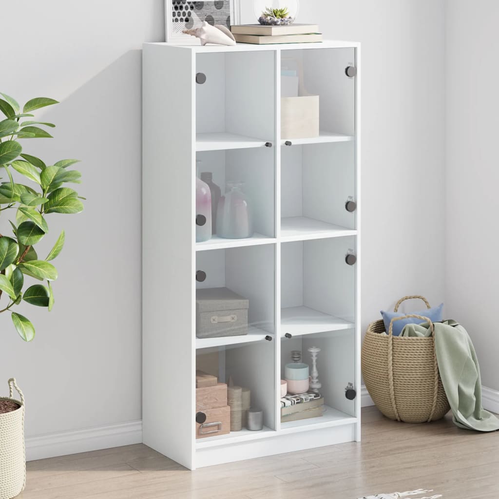 Visoka komoda s vratima bijela 68x37x142 cm konstruirano drvo