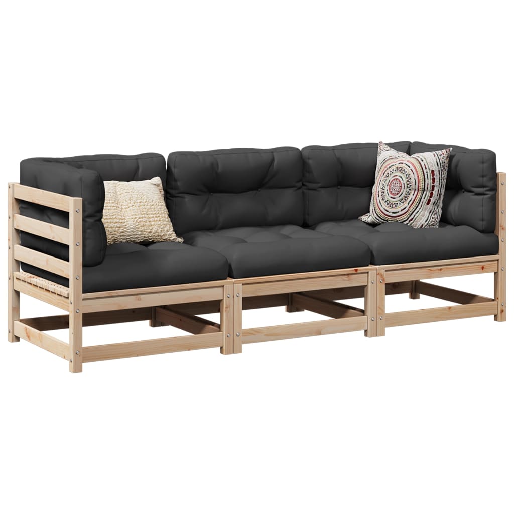 3-dijelni set vrtnih sofa od masivne borovine