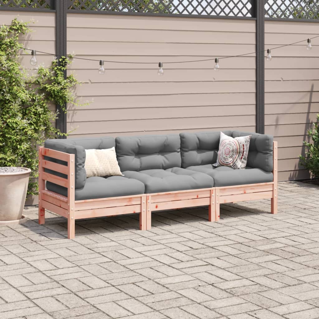 3-dijelni set vrtnih sofa s jastucima masivno drvo duglazije