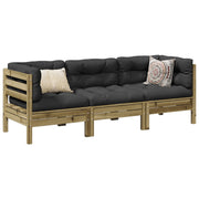 3-dijelni set vrtnih sofa s jastucima od impregnirane borovine