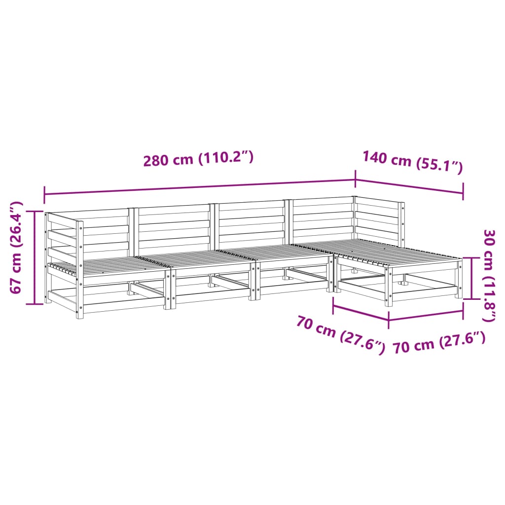 5-dijelni set vrtnih sofa od masivnog drva duglazije