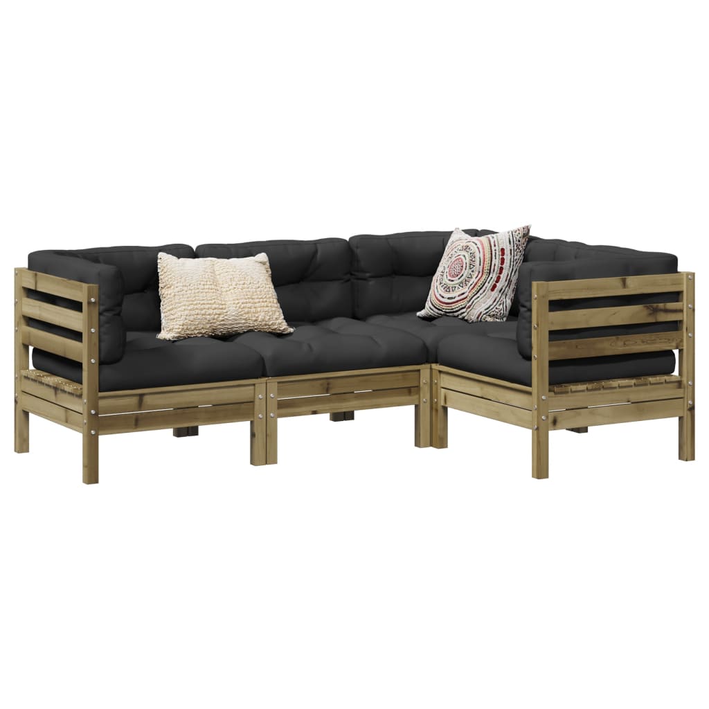 4-dijelni set vrtnih sofa s jastucima od impregnirane borovine