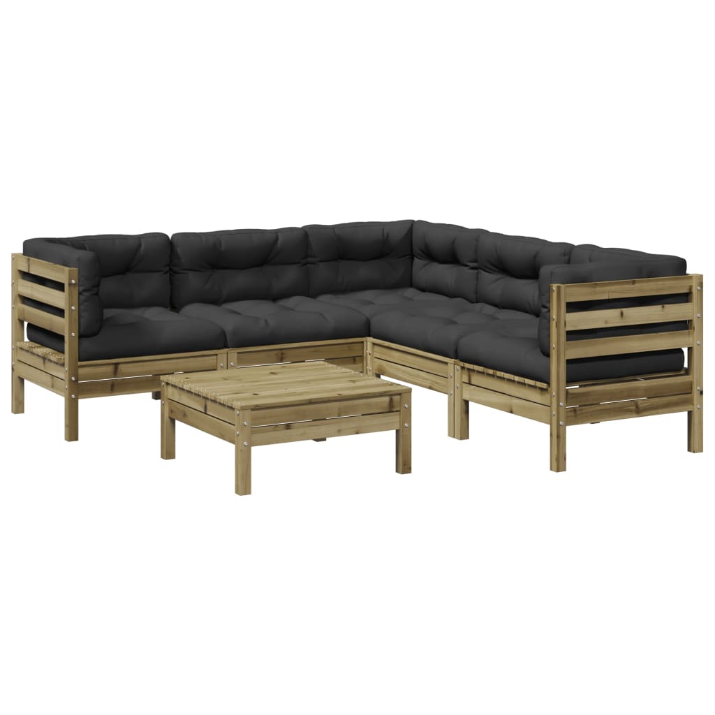 6-dijelni set vrtnih sofa od impregnirane borovine s jastucima
