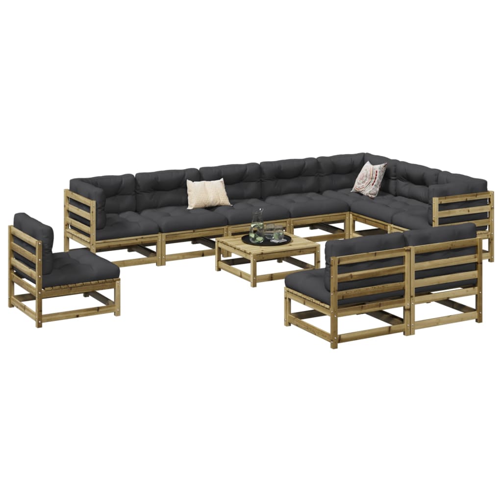11-dijelni set vrtnih sofa od impregnirane borovine