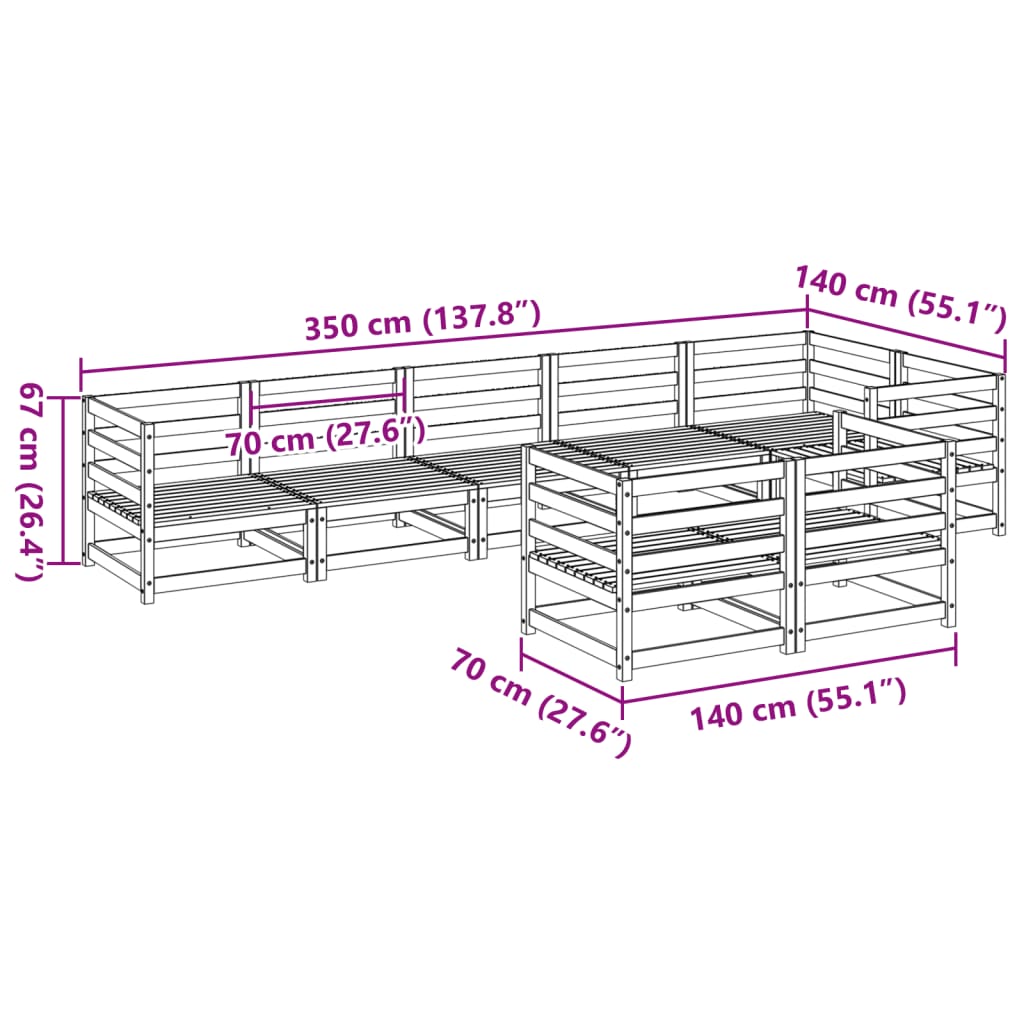 8-dijelni set vrtnih sofa od impregnirane borovine